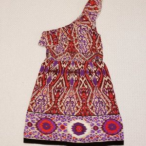 XL As U Wish Tribal Print One Shoulder Dress